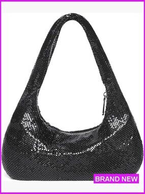 Metallic Mesh Evening Clutch Sparkly Sequin Formal Party Hobo Bag